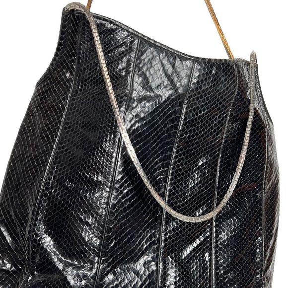 Vintage Judith Leiber Black Snake Shoulder Bag as is - Picture 3 of 8